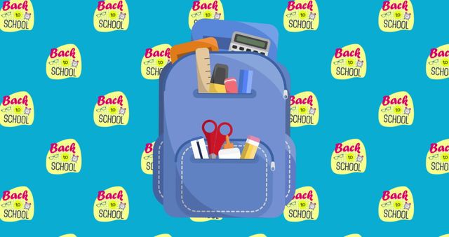 Backpack and School Supplies with Back to School Icons Background - Download Free Stock Images Pikwizard.com