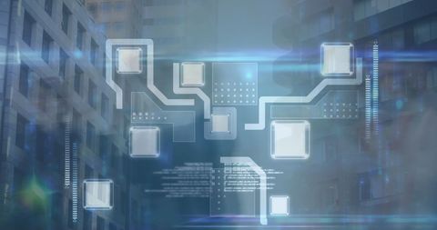 Integrated Circuit Overlay in Urban Office Setting - Download Free Stock Images Pikwizard.com
