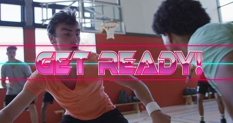 dynamic basketball game with retro get ready text effect - Download Free Stock Images Pikwizard.com