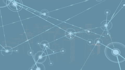 Abstract Digital Network Connections Over Urban Cityscape