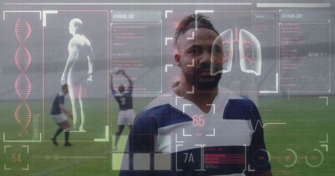 Digital Interface Analyzing Rugby Players with Medical Data Overlay