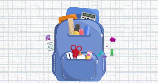 School Supplies in Backpack on Lined Paper Background - Download Free Stock Images Pikwizard.com