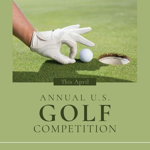Annual U.S. Golf Competition Ad with Golf Ball Near Hole