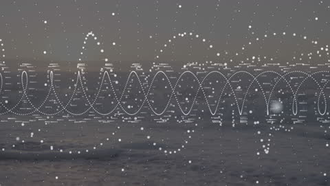 DNA Strand Animation in Digital Waves Over Sea