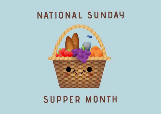 Adorable National Sunday Supper Month Basket Illustration - Download Free Stock Images Pikwizard.com