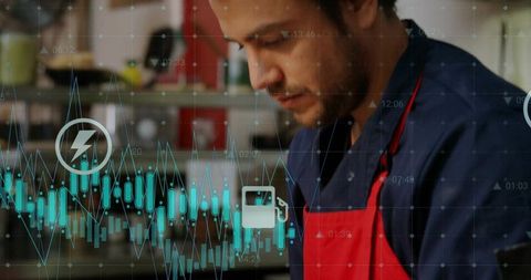 Barista Engaging with Culinary Innovations in Professional Kitchen