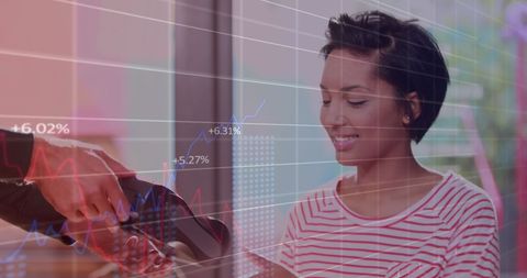 Digital Transaction Overlaid with Analytical Graphs and Business Growth Charts