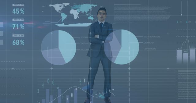 Businessman Analyzing Global Financial Data with Virtual Interface - Download Free Stock Images Pikwizard.com