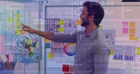 Dynamic Interaction with Digital Interface and Financial Data in Modern Office