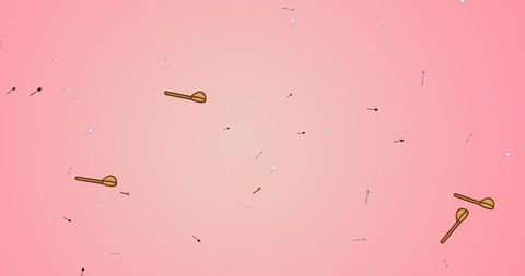 Floating Spoons on Pink Background for Cooking Concept