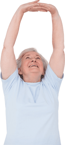 elderly woman joyfully stretching arms up transparent background - Download Free Stock Videos Pikwizard.com