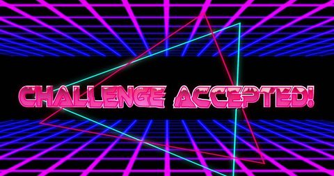 Retro Futuristic Challenge Accepted Graphic with Neon Design - Download Free Stock Images Pikwizard.com