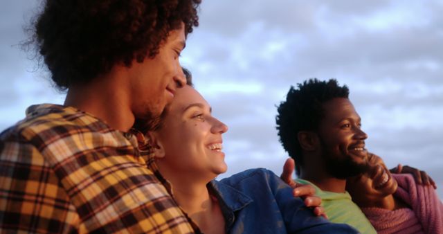 Diverse Group Of Friends Embracing Outdoors At Sunset - Download Free Stock Images Pikwizard.com