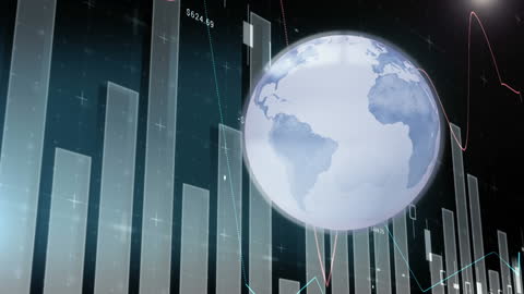 Globe Over Financial Data Digital Interface Concept