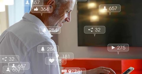 Professional Man Managing Social Media from Smartphone