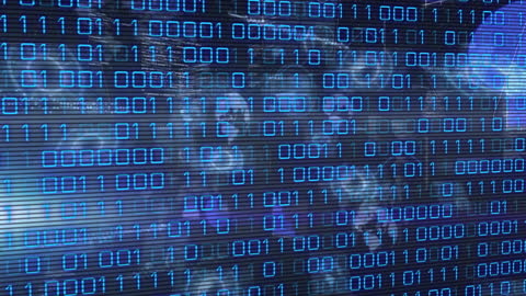 Binary Code Display With Abstract Digital Interface