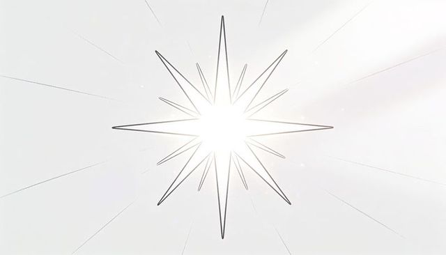 Radiating multi-point starburst emitting white core glow minimal high-key halo