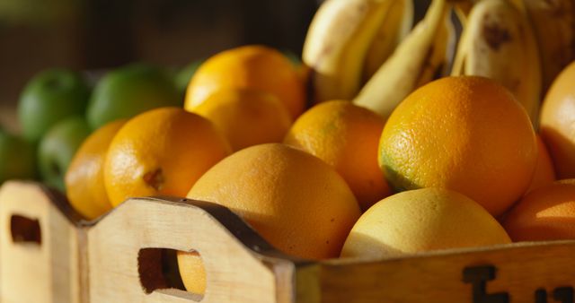 Assorted Fresh Fruits on Display Inside Wooden Crate - Download Free Stock Images Pikwizard.com