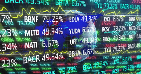 Global Stock Market Data Visualization on Digital World Map