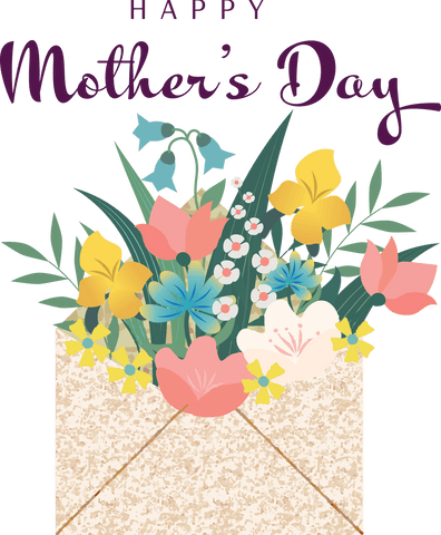 Floral Mother's Day Greeting with Transparent Background