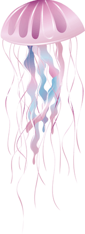 Ethereal pastel jellyfish floating on transparent background