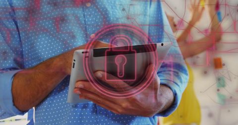 Digital Security Concept with Padlock Overlay on Tablet Use - Download Free Stock Images Pikwizard.com
