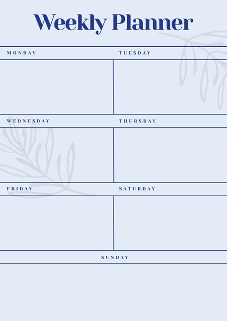 Serene Blue Weekly Planner for Organized Scheduling and Planning - Download Free Stock Templates Pikwizard.com