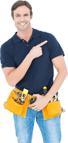 smiling repairman with tool belt on transparent background - Download Free Stock Videos Pikwizard.com