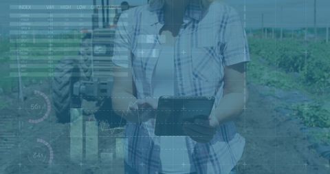 Agricultural Financial Data Being Analyzed by Farmer in Field