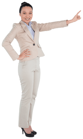Transparent Asian Businesswoman Pointing Confidently