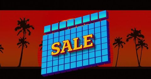 Vintage-style Animation with SALE Text and Palm Trees