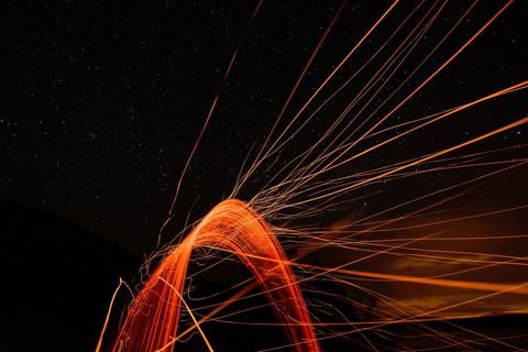 Captivating Light Trails Spark Against Starry Sky