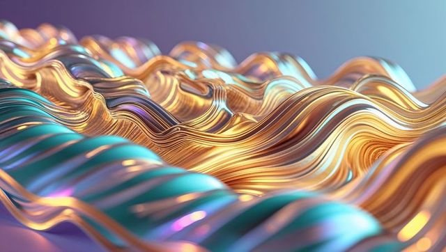 Shimmering Metallic Ribbons on Gradient Backdrop