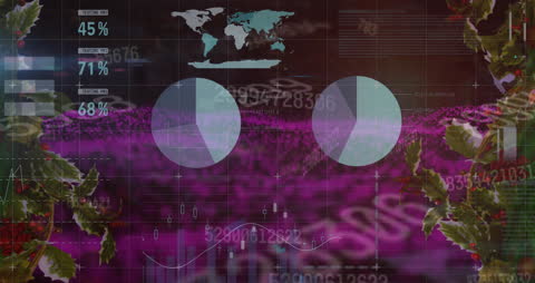 Digital Interface and Data Processing Animation with Leaves