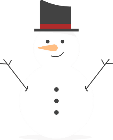 Whimsical Snowman with Top Hat on Transparent Background