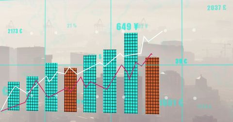 Financial Data Processing Over Cityscape Digital Interface - Download Free Stock Images Pikwizard.com