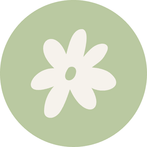 Minimalist white daisy icon on sage background for transparent uses