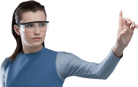 confident woman using virtual reality technology pointing transparent background - Download Free Stock Videos Pikwizard.com