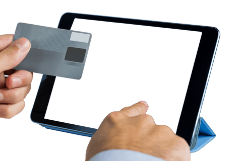 transparent e-commerce concepts with digital tablet and credit card - Download Free Stock Videos Pikwizard.com
