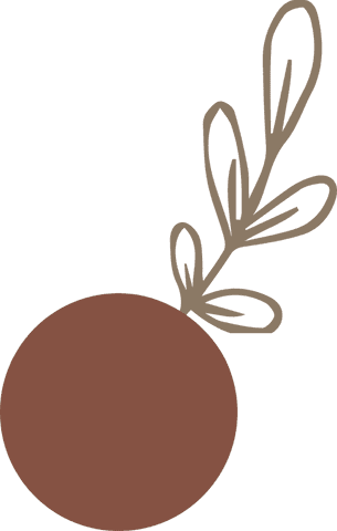 Transparent flat brown circle with decorative botanical branch