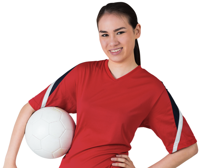 Smiling Asian Football Fan Holding Soccer Ball Against Transparent Background - Download Free Stock Videos Pikwizard.com