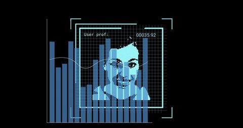 Digital Portrait of Cyber Security Interface with Data Analysis