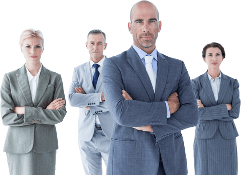 Confident Business Team Standing Firm with Transparent Background