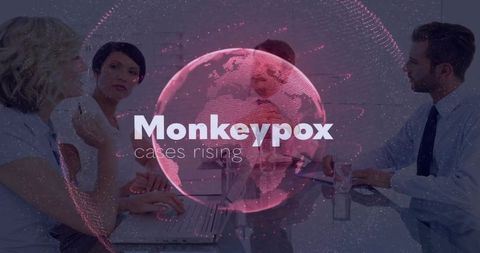 Digital globe highlighting rising monkeypox cases in conference setting