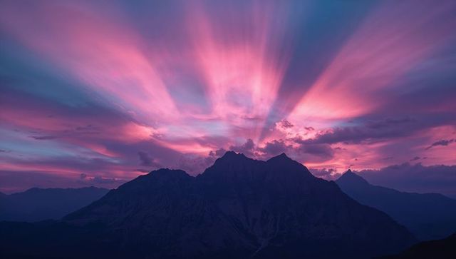 Glorious Mountain Silhouette Under Dramatic Dawn Sky