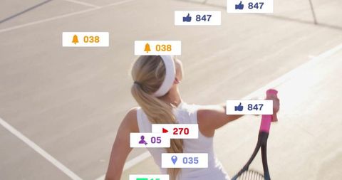 Female Tennis Player Balancing Sport and Social Media