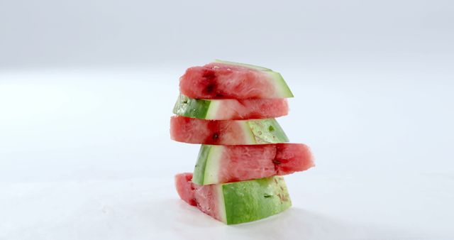 Stacked Watermelon Slices on White Background - Download Free Stock Photos Pikwizard.com