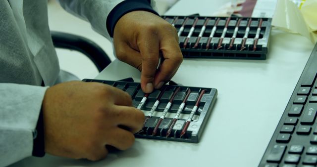 Pharmacist Handling Medical Supplies on Desk - Download Free Stock Images Pikwizard.com