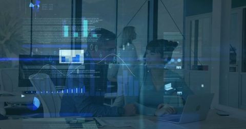 Team Analyzing Data Overlays in Modern Corporate Office