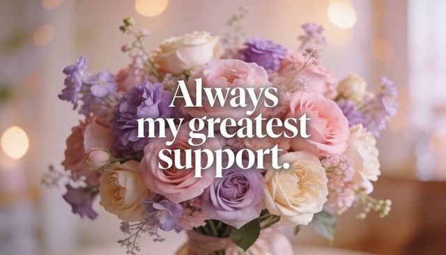 Pastel rose bouquet with always my greatest support text, romantic lisianthus arrangement
